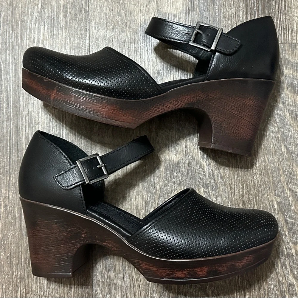 B.o.c. Born Concept Gia Women’s Black Heeled Leather Clog Size 10 - Picture 2 of 6